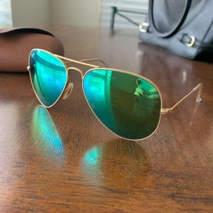 Ray-ban Aviator Flash Lenses - Green - Gold Metal